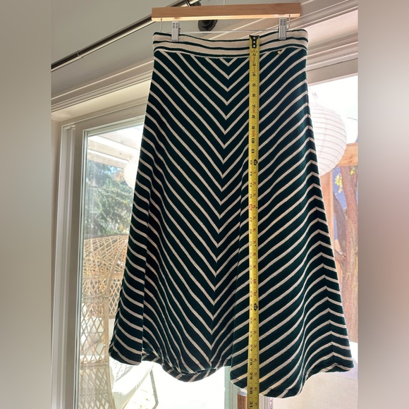 Anthropologie Harlyn Zali Chevron Striped Cotton Midi Skirt Medium Green Cream - Picture 11 of 16